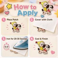 Patchs brodés thermocollants et à coudre Kawaii pour bébé, à motifs Tambour, Guitare, Étoile, Baguette, Chien, Nuage, Pomme, pour combinaisons à capuche