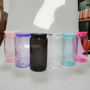 Vaso de lata de plástico Libby con tapas y pajita en forma de cerveza acrílica de gelatina de 16oz sin BPA de colores mezclados