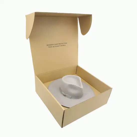 Biodegradable Kraft Cardboard Cap Corrugated Boxes Custom Digital Printing Hat Shipping Box Packaging Fedora Hat Boxes