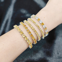 Bijoux respectueux personnalisé en argent Sterling 925 rond 3mm pierres précieuses 7 pouces chaîne pierre jaune naturelle Citrine Bracelet de Tennis