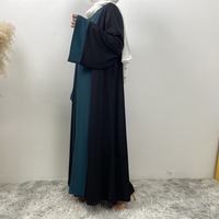 Abaya élégante noire à double couche en rayonne R-449, vêtement islamique ouvert pour femme, vente en gros, design modeste turc de Dubaï