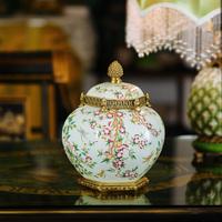 Style rétro décor antique créatif peint chinois Vase incrustation de cuivre ornement créatif Vase en céramique pour arrangement de fleurs Vase