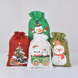 Yiwu ถุงผ้าปอกระเจารีไซเคิลได้สำหรับคริสต์มาสบรรจุภัณฑ์ลูกกวาดแบบหูรูด - Product Image 2