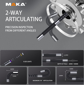 MAKA IP68 nouvelle tête de caméra rotation élevée de la <span class=keywords><strong>sonde</strong></span> 270 ° avertissement de température caméra endoscopique industrielle système de caméra endoscopique - Product Image 4