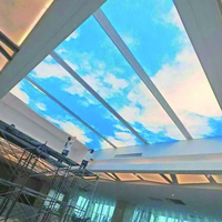 Panneau de plafond rectangulaire en PVC, design ciel nuage, cadre en alliage d'aluminium, lumières LED anti-poussière, montage au plafond, boîte lumineuse intérieure, décoration