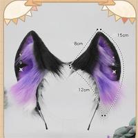 E0019 Bandeau d'oreille de renard en peluche fait à la main-Starry Dark Anime Cosplay Hair Hoop, accessoire de cheveux d'oreille d'animal réaliste pour Comic Con