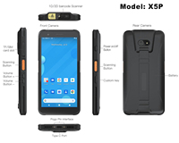 Tablet Android 10 6 Inci, PDA Komputer Genggam Kasar, Ponsel Industri 4G + 64G