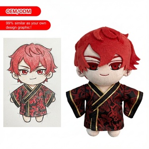 Portachiavi Personalizzato con Peluche, Bambola Animale <span class=keywords><strong>Chibi</strong></span> con Capelli Rossi in Kimono, Regali in Stile Cinese Classico, Giocattoli di Peluche Personalizzati - Product Image 1