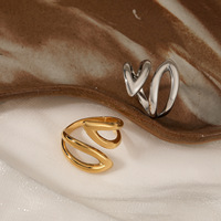 Bague ajustable en acier inoxydable Gaovo en forme de cœur ouvert pour femme, double contour, romantique, bijou fantaisie PVD, accessoire de mode, cadeau