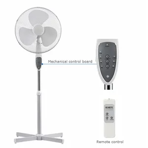 Ventilador universal silencioso de plástico de 16 pulgadas con soporte de pedestal inteligente de aire fresco con control remoto