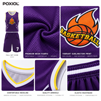 Maillot de basketball personnalisé violet à col en V avec motif flamme, entièrement sublimé, équipement sportif personnalisé pour ligue locale USA