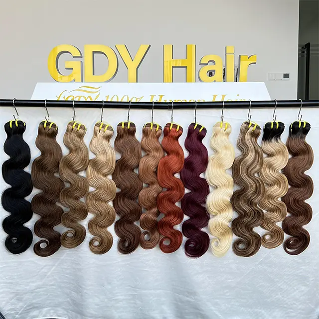 GDY Fornecedores de cabelo virgem por atacado 100% cabelo humano barato pacotes de cabelo indiano colorido pacotes de ondas corporais saltitantes