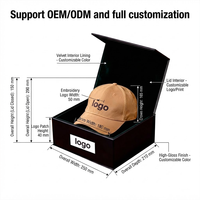 Boîte d'emballage rigide en papier noir mat personnalisée avec logo, forme cube profond, magnétique, pour casquette de baseball de luxe, chapeau, couvre-chef, cadeau, vente en gros, en vrac
