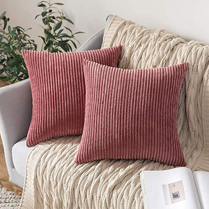 Funda de almohada de <span class=keywords><strong>pana</strong></span> a rayas suaves decorativas navideñas, funda de cojín de terciopelo, almohada cuadrada, sofá, Hotel, poliéster - Product Image 2