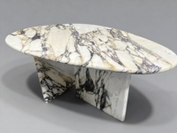 Marbre naturel Calacatta Violet, pierre unique avec veinage violet-noir moderne, idéal pour table basse ovale pour villa, salon ou salle à manger