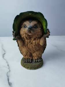 Figura de Erizo de Resina Personalizada <span class=keywords><strong>con</strong></span> Hoja en <span class=keywords><strong>la</strong></span> Cabeza, Molde de Animal Artístico Pintado a Mano, Regalo Personalizado para Amantes de las Plantas - Product Image 6