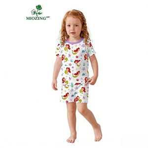 Pyjamas pour bébé personnalisés avec imprimé sirène mignon Miozing, ensembles <span class=keywords><strong>de</strong></span> vêtements pour bébé fille, été, 180 g/m², en bambou, manches courtes, vêtements <span class=keywords><strong>de</strong></span> nuit pour bébé - Product Image 1