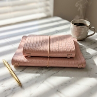 Couverture de carnet en cuir de vachette faite à la main avec gaufrage crocodile ou autruche, pochette pour carnet rechargeable, taille universelle pour A5 A6