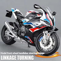 Alliage 1:9 Diecast Motorcy BWM S1000 M Racing Metal Model Collection Roue avant Direction Shock Abses Motorcycle Model Toys