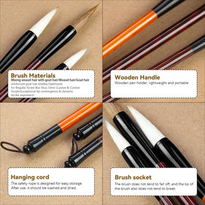 Set di 3 Pennelli per Calligrafia Cinese Paul Cezanne con Manico in Legno e Setole Miste di Martora/Capra - Product Image 3
