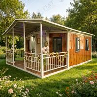 Villa modulaire préfabriquée de luxe FLKT avec mur panoramique en verre, maison conteneur extensible 20ft 40ft, résistante aux intempéries et au feu, avec chambre à coucher