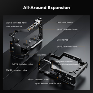 K&F Concept avec base à dégagement rapide Arca-Swiss, cage de protection complète pour appareil photo en aluminium léger pour <span class=keywords><strong>Sony</strong></span> Alpha <span class=keywords><strong>6500</strong></span>/6400/6300 - Product Image 3