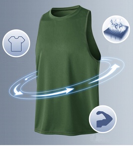 เสื้อกล้ามฟิตเนสผู้ชายน้ำหนักเบา คอกลม แห้งเร็ว สำหรับเล่นกีฬา วิ่ง ออกกำลังกาย มีหลายสี รับสกรีนโลโก้ - Product Image 4