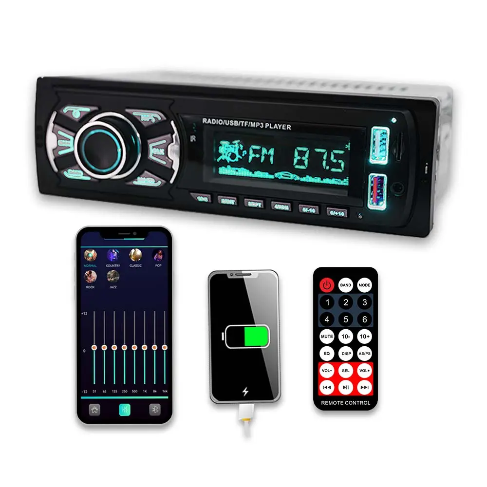 Grosir bt radio mobil single din mp3 player mobil dengan sepeda motor 4rca audio mobil mp3