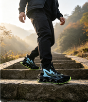 Chaussures de course pour hommes en stock, modèle Blade Cushion, baskets futuristes Mecha, respirantes, en maille Fly Knit, amortissantes, légères, avec empeigne en caoutchouc.