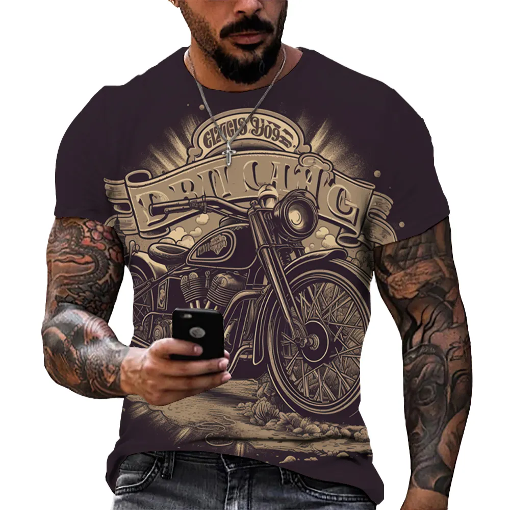 summer sale tops men short sleeve retro bicycle pattern vivid 3d printing plaid tshirt for men high street casual tees
