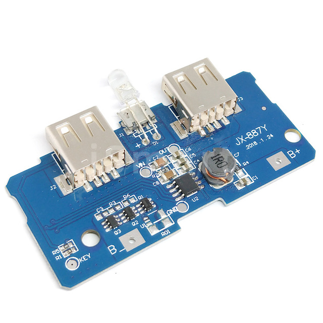 18650 Dual Micro USB 3.7V to 5V 2A Boost Mobile Power Bank DIY 18650 Lithium Battery Charger PCB Board Step up Module With Led