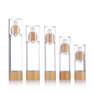 Botella de vacío de bambú y madera de 15/30/50/80/100 ml con bomba de presión tipo pico de pato, envase cosmético para tónico. - Product Image 2