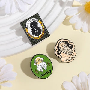 Broche émaillée de personnages célèbres : écrivains et philosophes réalistes (Tolstoï) – Badge de revers pour sac à dos, bijou - Product Image 3