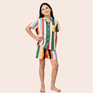 <span class=keywords><strong>Pyjama</strong></span> pour petite fille, ensemble haut et pantalon courts en coton tissé 100%, imprimé, ignifuge, vente en gros - Product Image 3