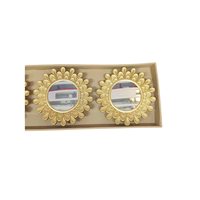 Ensemble de 3 miroirs muraux ronds vintage sculptés, avec cadre en métal antique, pour la décoration de la maison, du salon ou comme décoration murale.