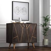 Buffet moderne italien décoratif Madia à 2 portes avec base en métal et rangement en bois pour la maison