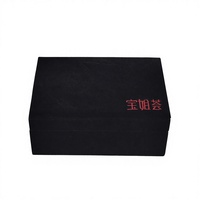 Boîte à bijoux en velours floqué noir avec logo personnalisé, insert en velours multi-compartiments, design à couvercle rabattable pour l'emballage de bijoux haut de gamme pour les marques de joaillerie