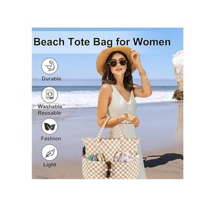 <span class=keywords><strong>Sac</strong></span> <span class=keywords><strong>fourre</strong></span>-<span class=keywords><strong>tout</strong></span> pour <span class=keywords><strong>femme</strong></span> en polyester de couleur unie multifonctionnel de grande capacité pour les voyages, la remise en forme, les loisirs et la plage - Product Image 5