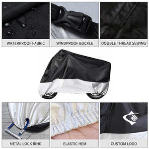 Copertura per <span class=keywords><strong>moto</strong></span> 210D borsa portaoggetti per strisce riflettenti impermeabile e antipolvere nera per esterni per tutti gli usi - Product Image 4