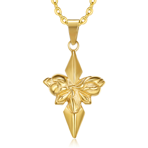 Collar <span class=keywords><strong>de</strong></span> flor <span class=keywords><strong>de</strong></span> lirio LOGO personalizado Oro Flur <span class=keywords><strong>De</strong></span> Lis Colgante reversible Amuleto Joyería para mujer Acero inoxidable Chapado en oro <span class=keywords><strong>de</strong></span> 18 quilates - Product Image 2