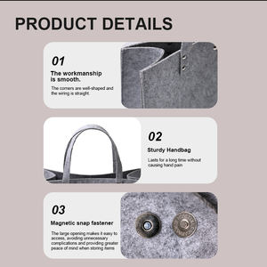 Sac fourre-tout en <span class=keywords><strong>feutre</strong></span> tendance en vente chaude, tissus en <span class=keywords><strong>feutre</strong></span> personnalisés, écologiques, réutilisables, légers, portables, grande capacité - Product Image 5