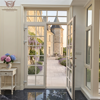 Puerta Francesa Abatible de Madera Sólida Premium Personalizable con Aislamiento Térmico y Rejillas Decorativas para Uso en Exteriores