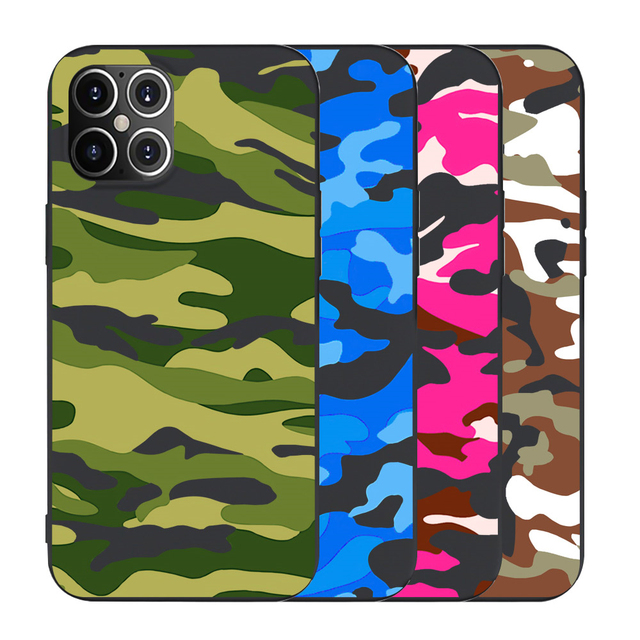 Luxury Green Camouflage TPU Mobile Phone Case for iPhone 13 PRO MAX Soft Matte Finish Shockproof Material Packaged 17
