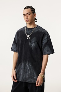 Yingling 2025 hommes étiquette personnalisée impression soleil fané Batik lavé surdimensionné <span class=keywords><strong>t</strong></span>-<span class=keywords><strong>shirt</strong></span> 270g pierre lavé <span class=keywords><strong>peinture</strong></span> coton Baggy Long <span class=keywords><strong>T</strong></span> - Product Image 4