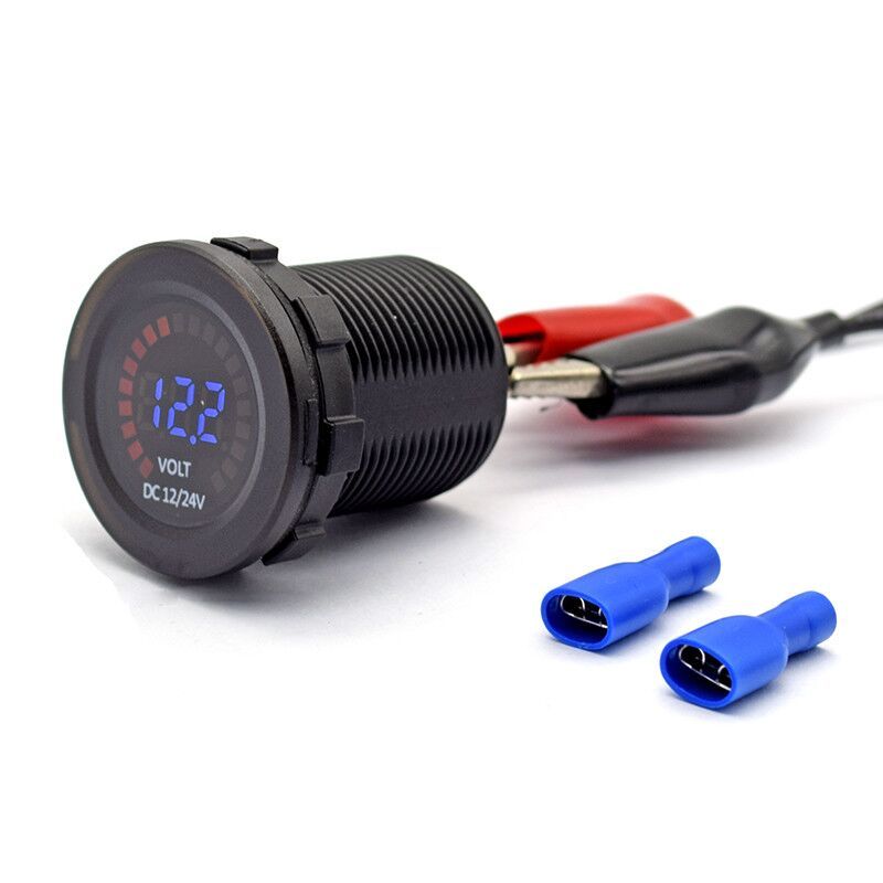 Voltmètre-Ampèremètre Digital LED 12V/24V - Étanche Rouge Pour Voiture/Bateau
