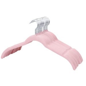 Cintre fin en velours rose pour chemises, cintre floqué en plastique - Product Image 1