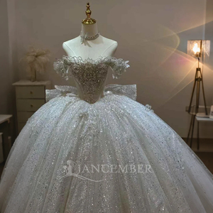 Glittery Sequins <b>Puffy</b> Ball Gown <b>Wedding</b> <b>Dress</b> for Church <b>Weddings</b> Strapless Sweetheart Neck Bridal <b>Dress</b> Lsjj60 - Product Image 4
