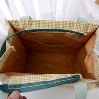 Sac fourre-tout imperméable à carreaux et fleurs, capacité moyenne, doublure TC, taille personnalisée, pour les trajets quotidiens, sac à lunch, usage quotidien
