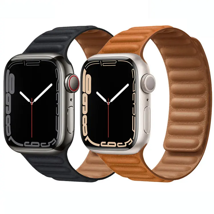 Classic Original Magnetic Loop Leather Watch Band Strap Belt Bracelet For Apple Watch 7 6 41mm 45mm Smart Watch Wristband