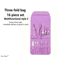 Nouvel ensemble de coupe-ongles 16-en-1 personnalisé, best-seller, avec sac de rangement trois-quarts de longueur, coupe-ongles à bec d'aigle et aiguille à acné